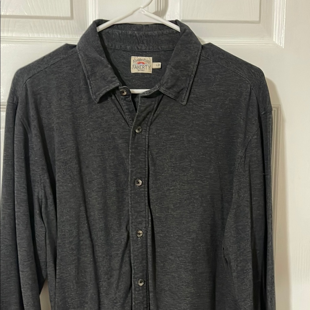 Faherty Gray Button-Up Shirt